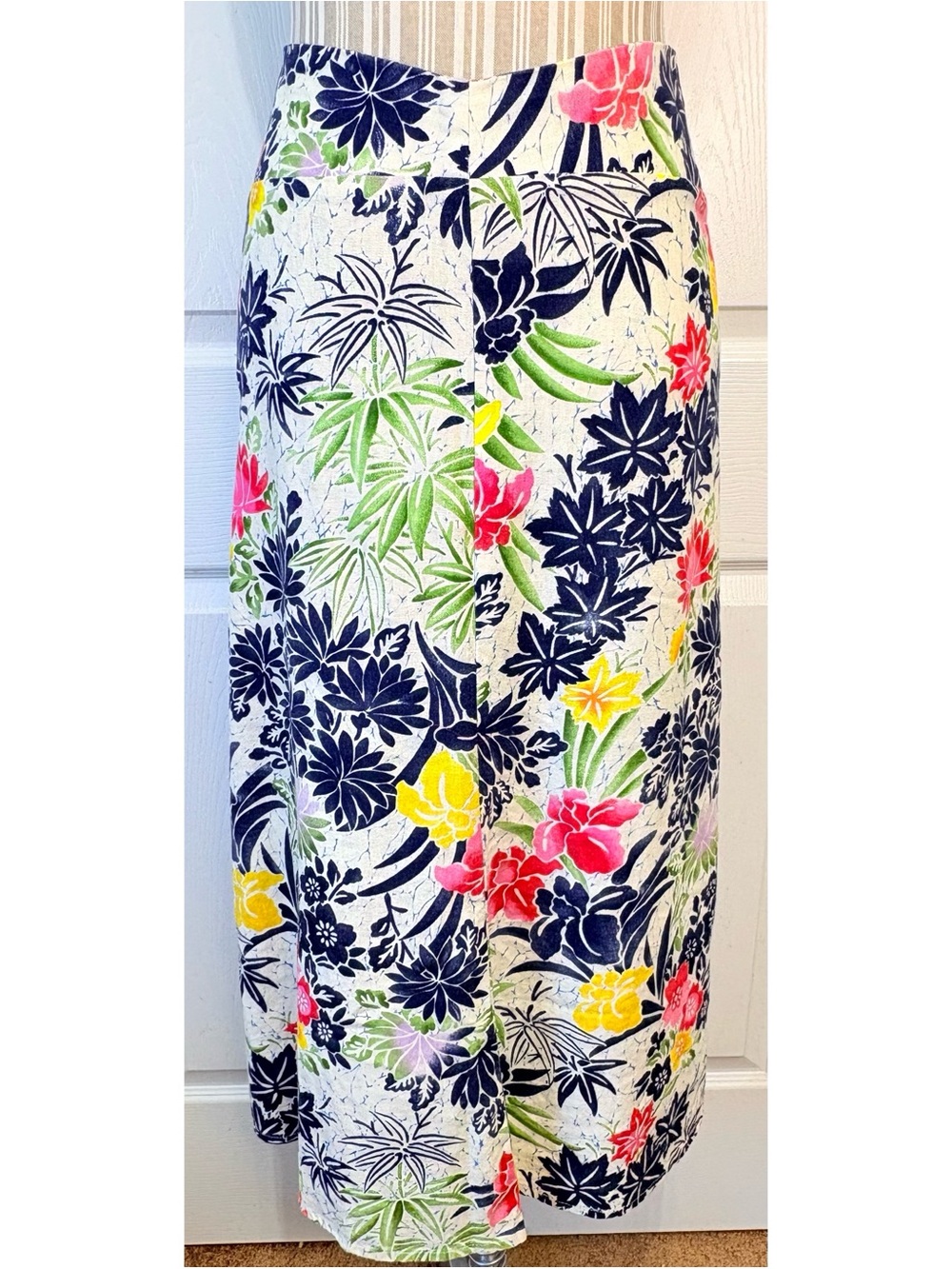 Roxy linen blend Batik Hawaiian Beach Skirt 14
